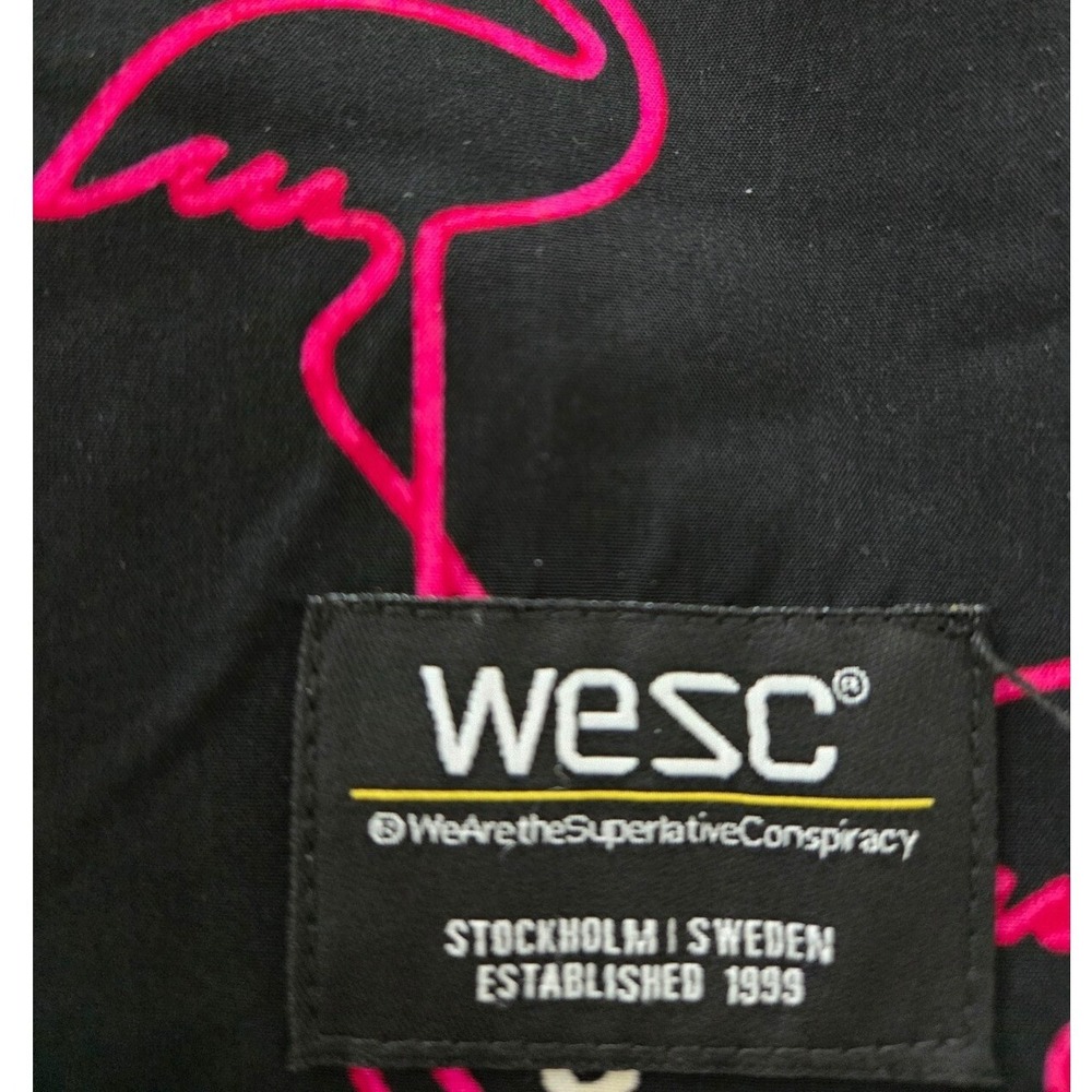 WESC Flamingo Print Button Down Short Sleeve Shirt Mens XL/ Womens XXL Beach - Picture 3 of 6